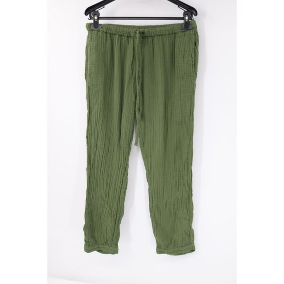 XiRena Pants Womens Small Jak Cotton Gauze Green Lightweight Jogger Cropped